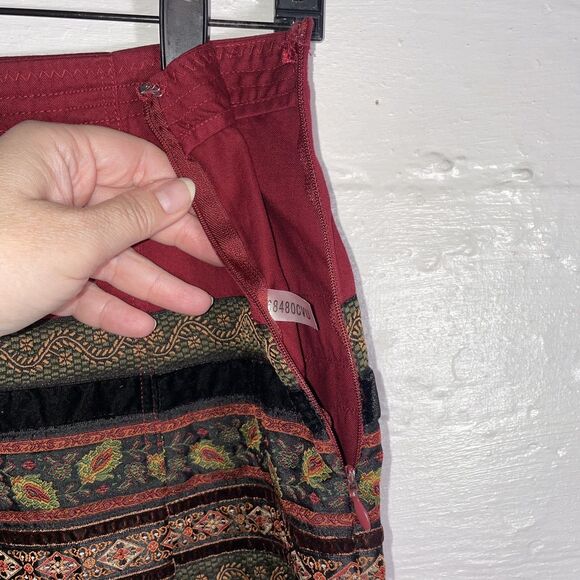 Vintage Harold’s Boho Ribbon Stripe Midi Skirt Size 4 100% Cotton Embroidered - Picture 7 of 11